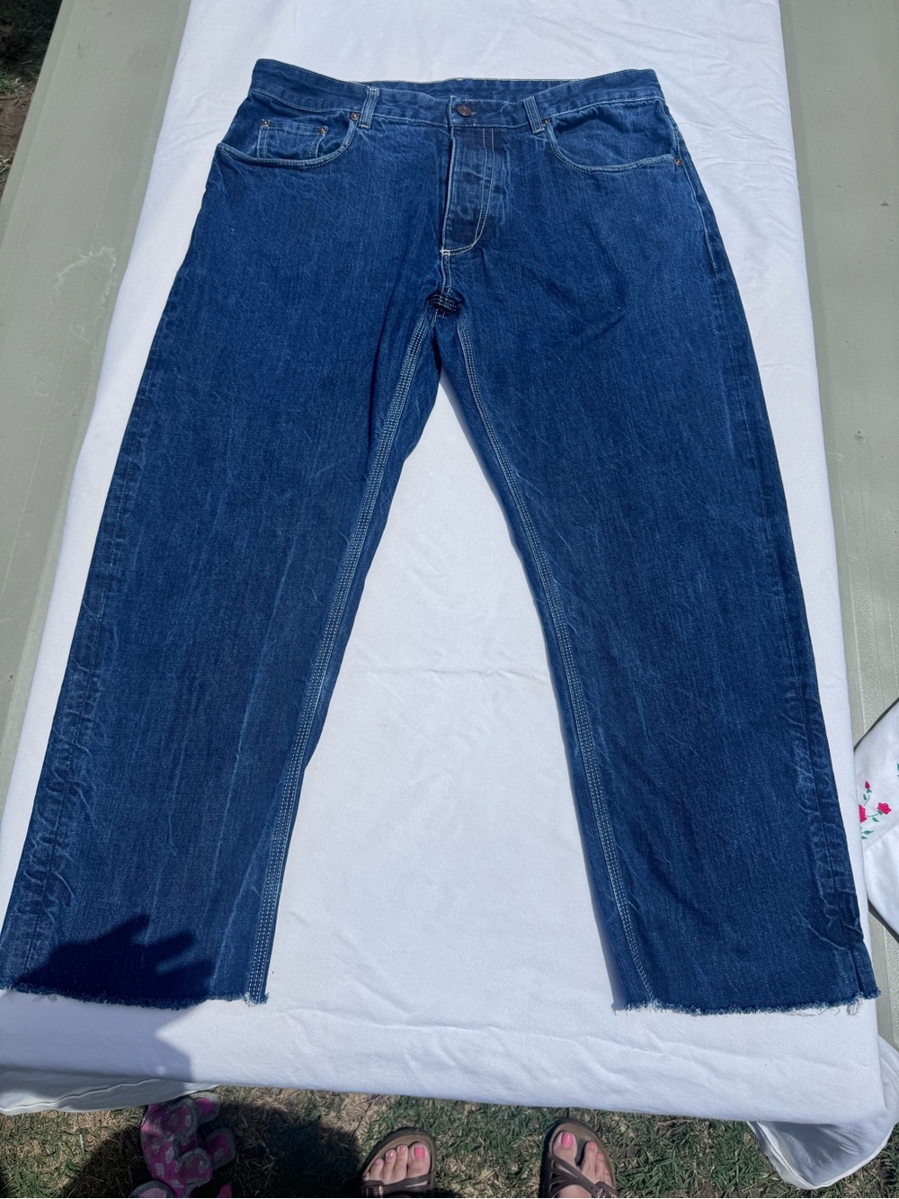 Archival Bottega Veneta Butterfly Distressed Raw Hem Jeans - IT 54